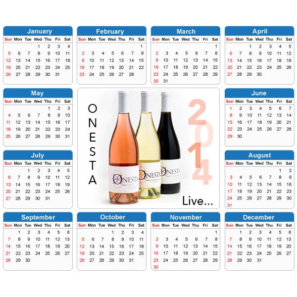 resolution calendar for an upcoming wine club